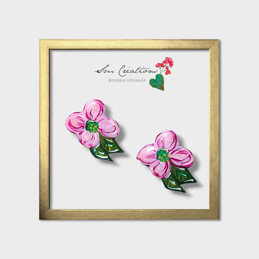 Boucle d'oreille artistique |''Flowers Pin's''| 95% Naturel Fais Main - Arte chic