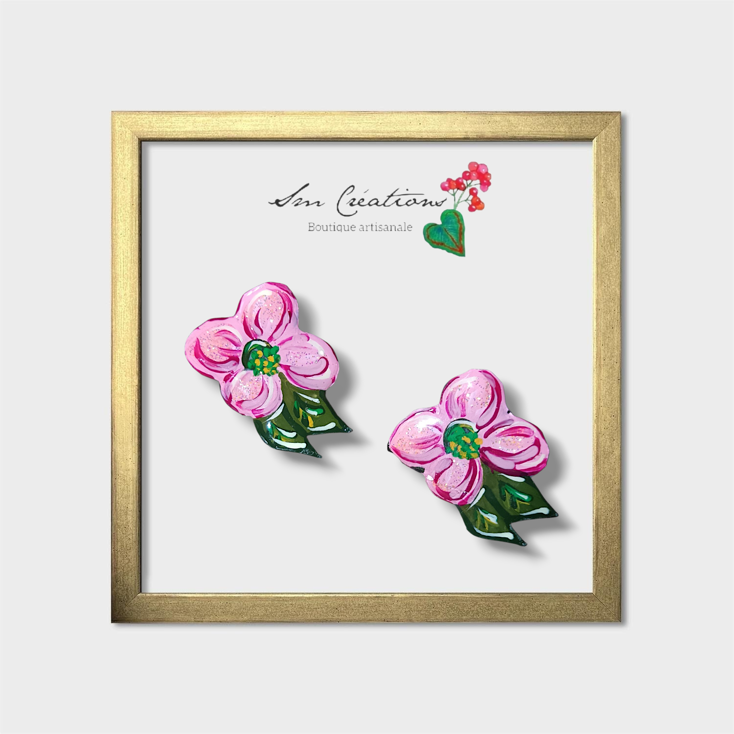Boucle d'oreille artistique |''Flowers Pin's''| 95% Naturel Fais Main - Arte chic