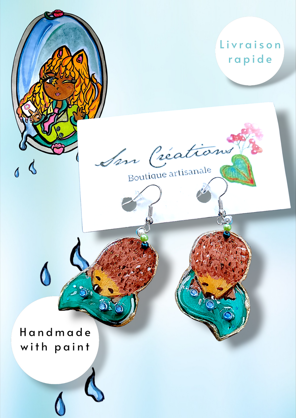 Boucle d'oreille Arte | 95%Naturel| Handmade with 💖