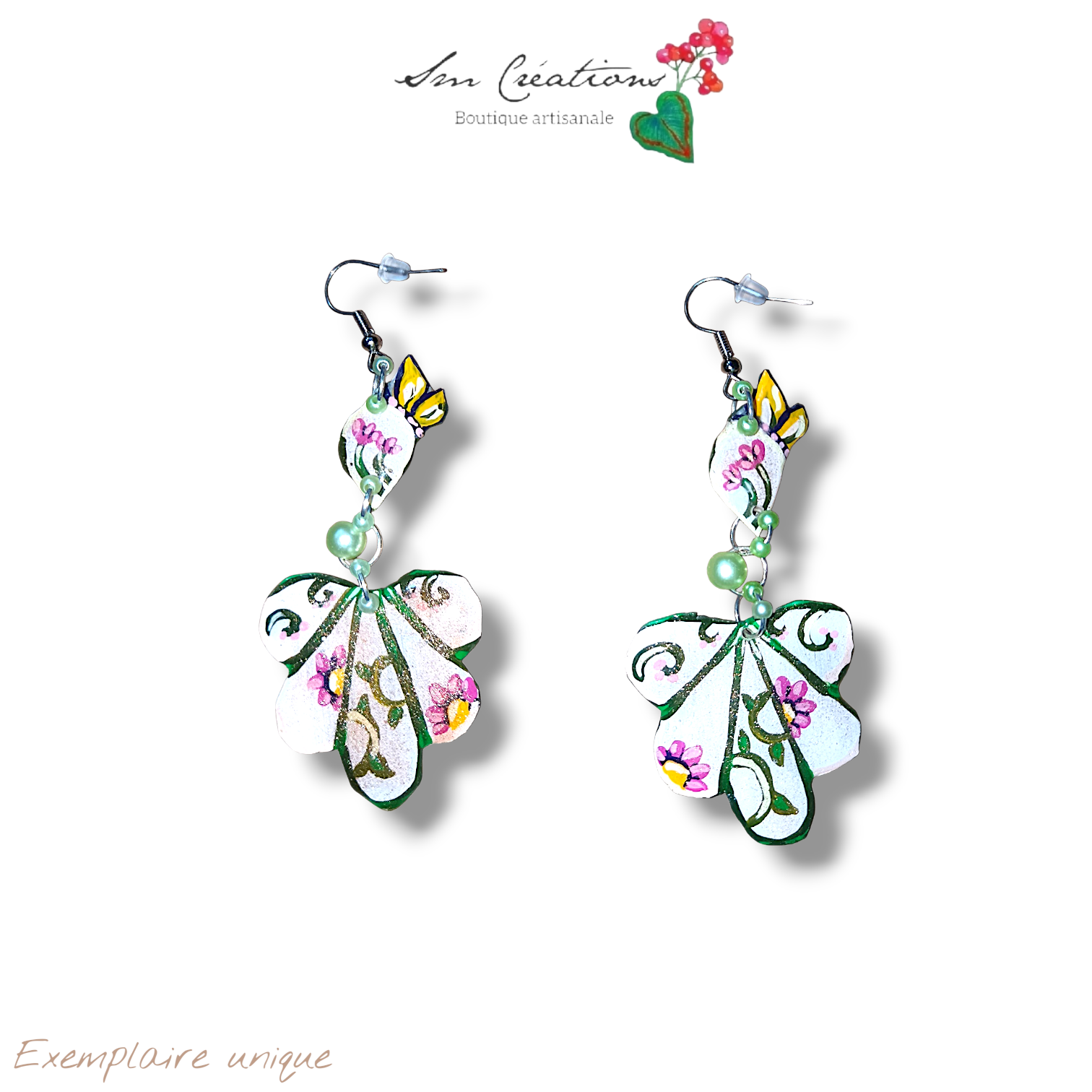 Boucle d'oreille artistique |''Pendantes florales II ''| 95% Naturel Fais Main - Arte chic
