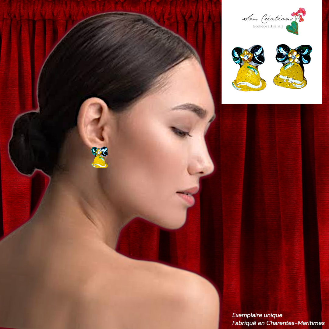 Boucle d'oreille artistique |''Petites cloches qui brillent''| 95% Naturel Fais Main