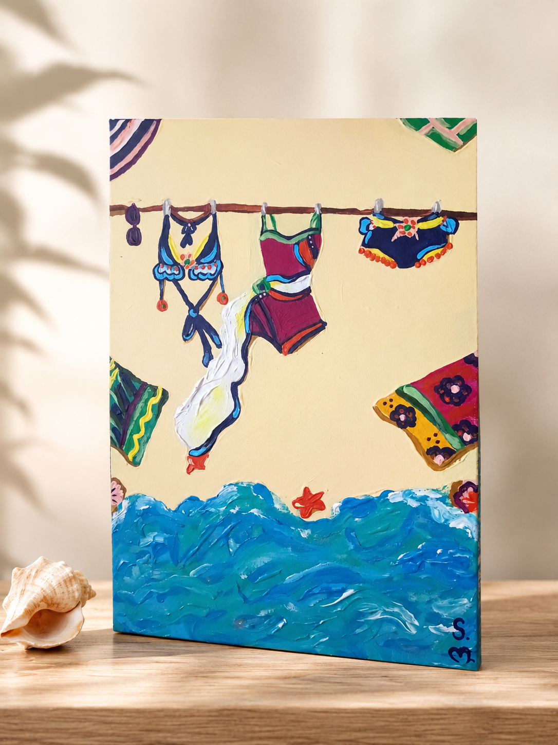 Canva signé ''Les maillots qui sèchent 🌊☀️'' Décoration Arte Bohème