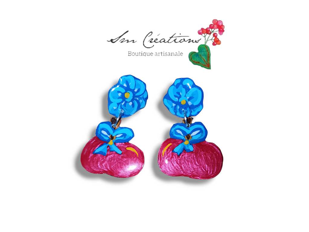 Boucle d'oreille Arte| ''Pomme 𝗍𝗈𝗆𝖺𝗍𝖾 ''95% Naturelle