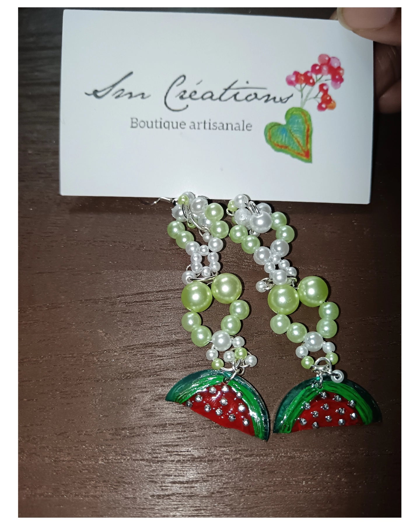 Boucle d'oreille artisanale ''Pastèque''Édition 2025