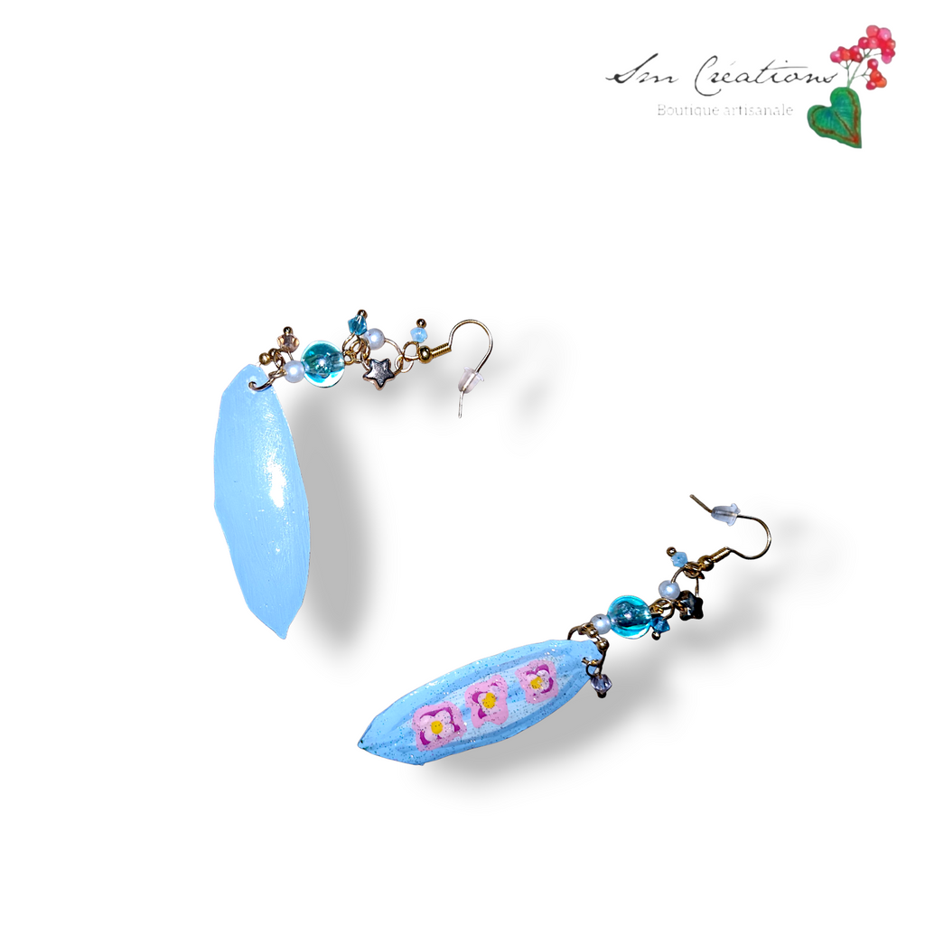 Boucles d'oreilles artisanales "Surf Fleuri" 🏄🌸