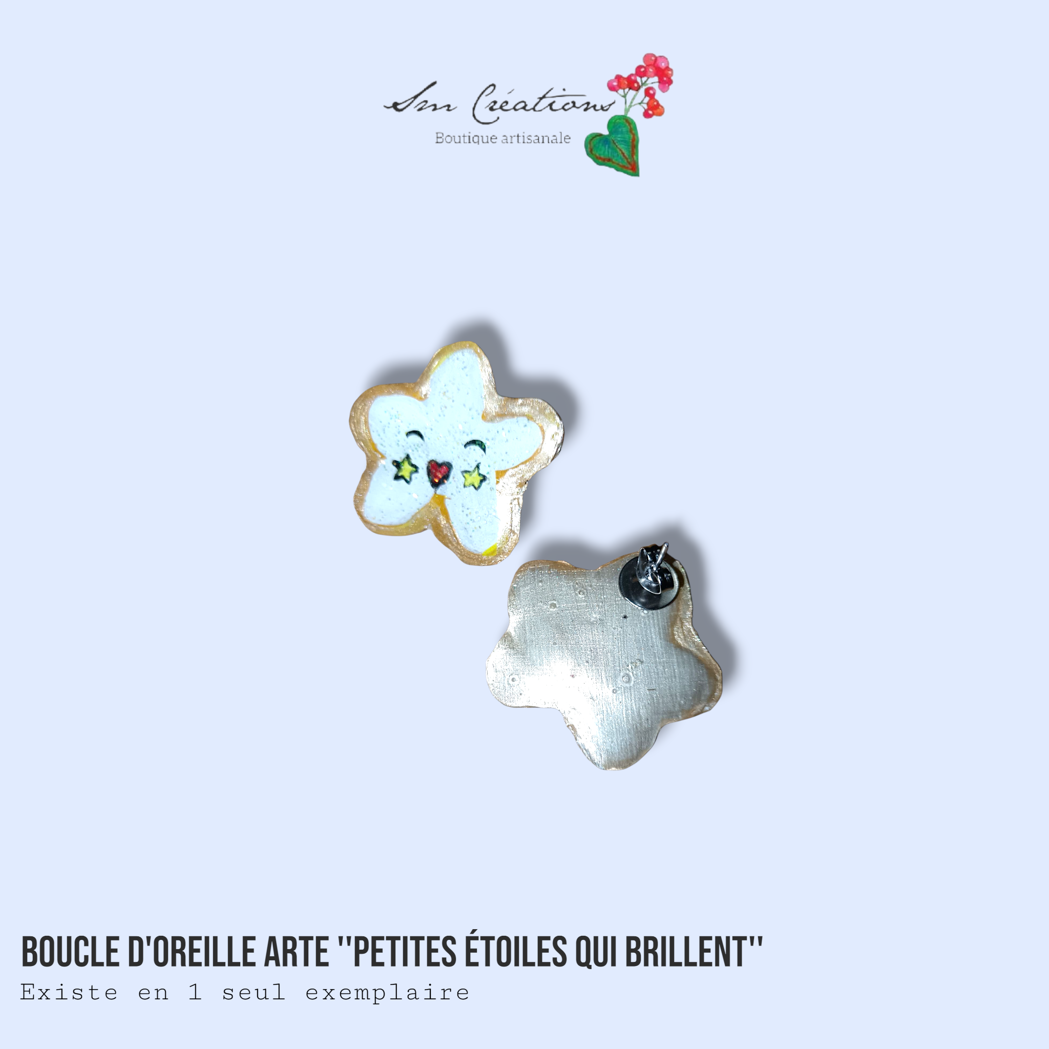 Boucle d'oreille artistique |''Petites étoiles qui brillent''| 95% Naturel Fais Main