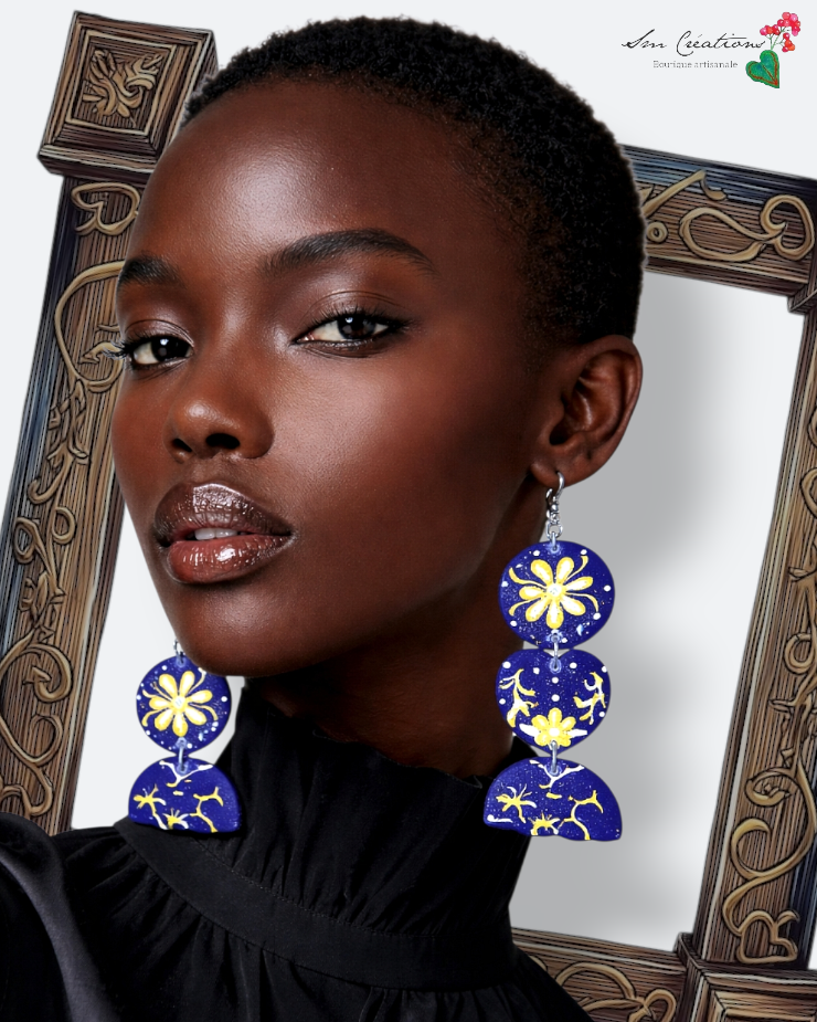 Boucle d'oreille artistique |''𝖫𝗎𝗇ardizz'' Color Pop| 95% Naturel Fais Main