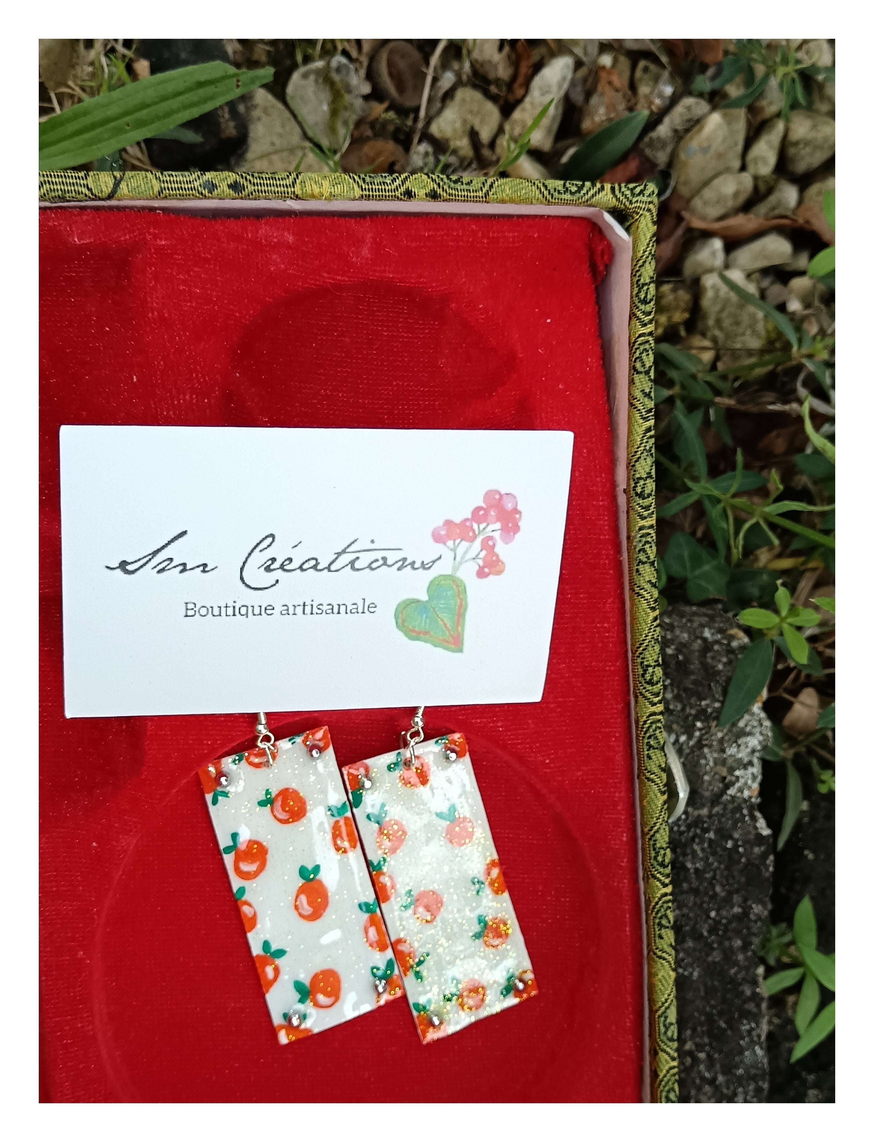 Boucle d'oreille Arte| ''Mandarinette''| 95% Naturelle