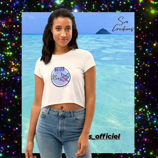 T-shirt Crop-Top imprimé ''Océan Night Club''