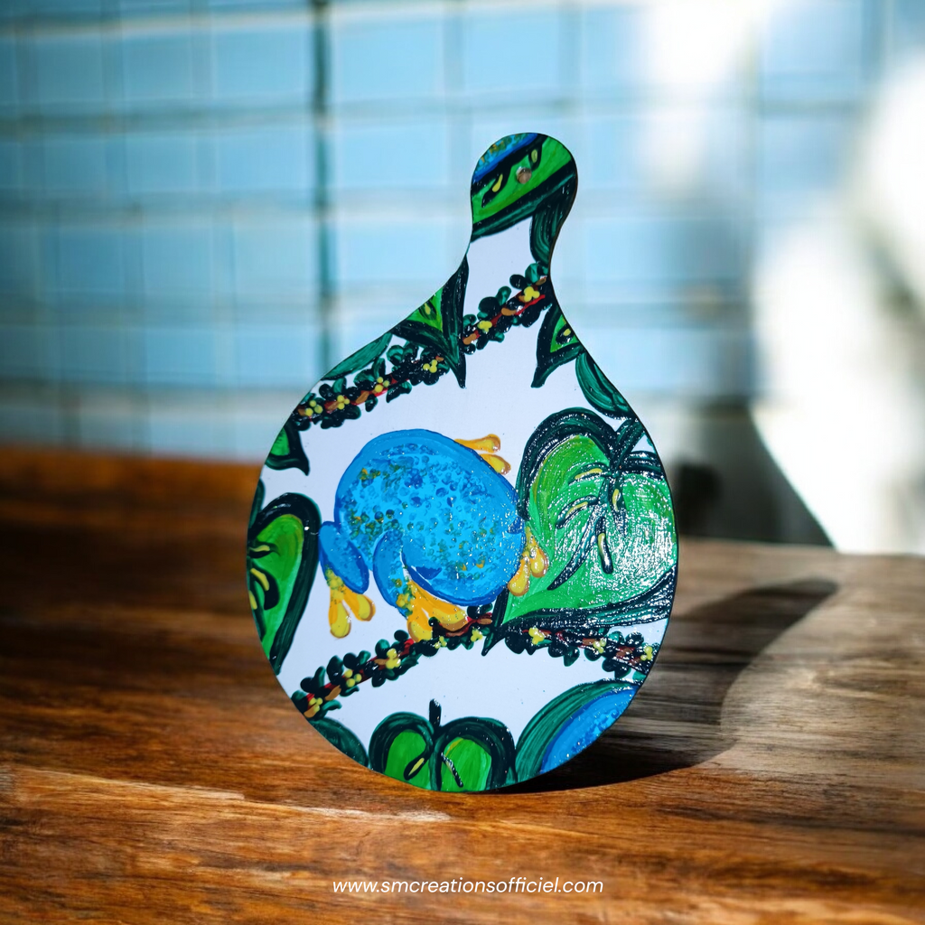 Peinture décoratif joviale ''Petite grenouille bleue''| Signé Sm