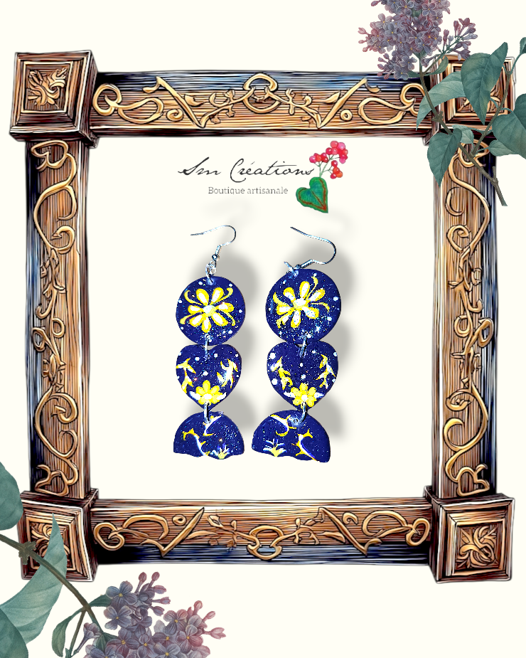 Boucle d'oreille artistique |''𝖫𝗎𝗇ardizz'' Color Pop| 95% Naturel Fais Main