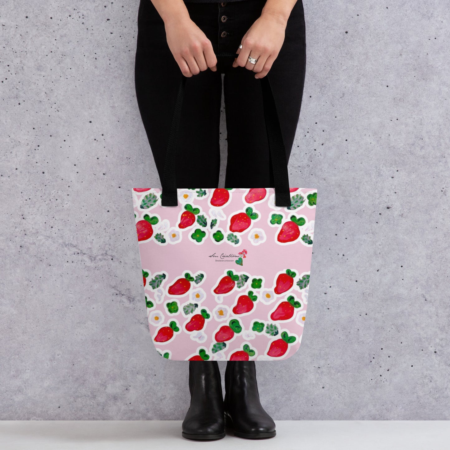 Tote bag "Douceur de Printemps" Full Print Design Unique 2025 Spring Summer - Strawberry
