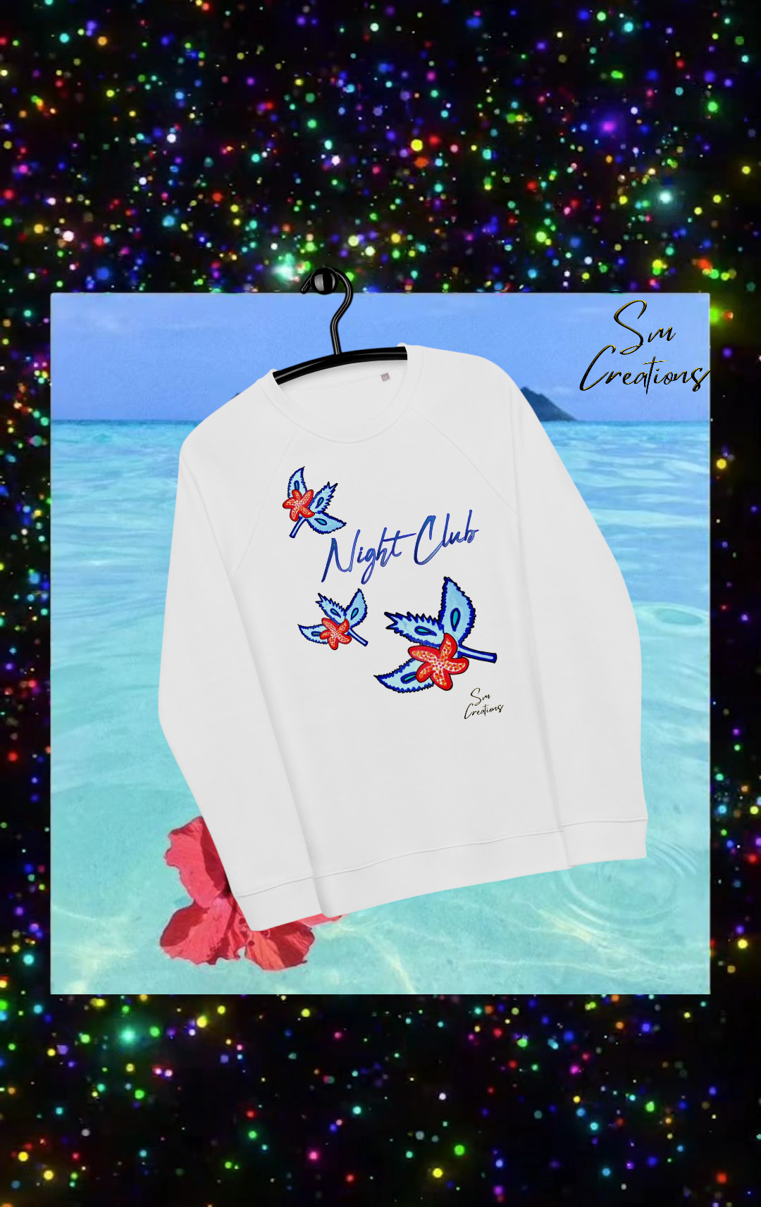 Sweatshirt écologique raglan unisexe ''Night Club'' 100% coton bio