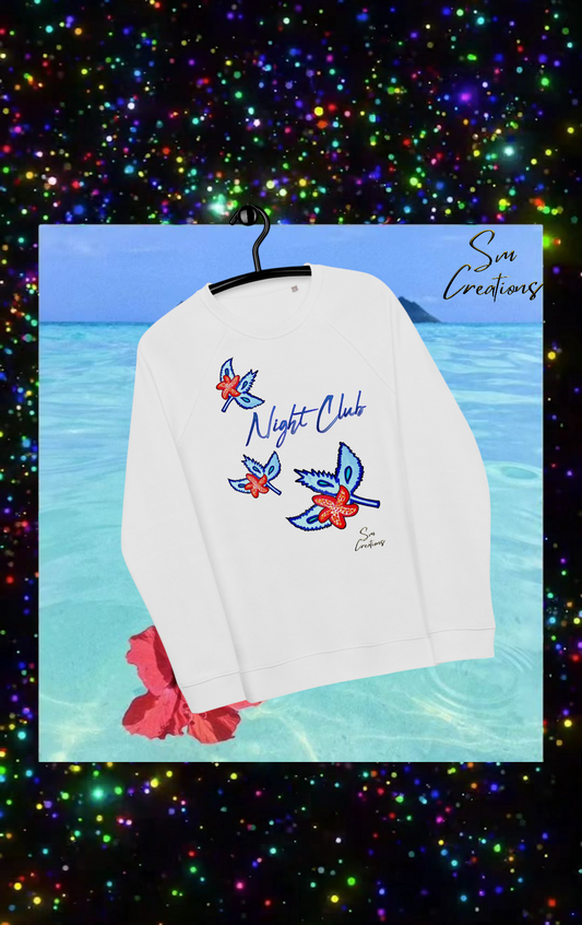 Sweatshirt écologique raglan unisexe ''Night Club'' 100% coton bio