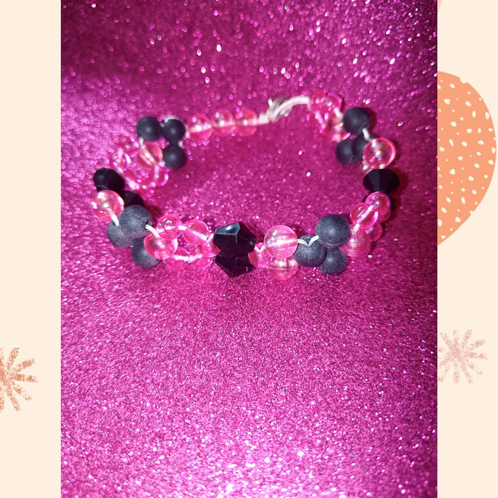 BRACELET Fantaisiste ARTISANALE | ROSE ET NOIR. Création Unique