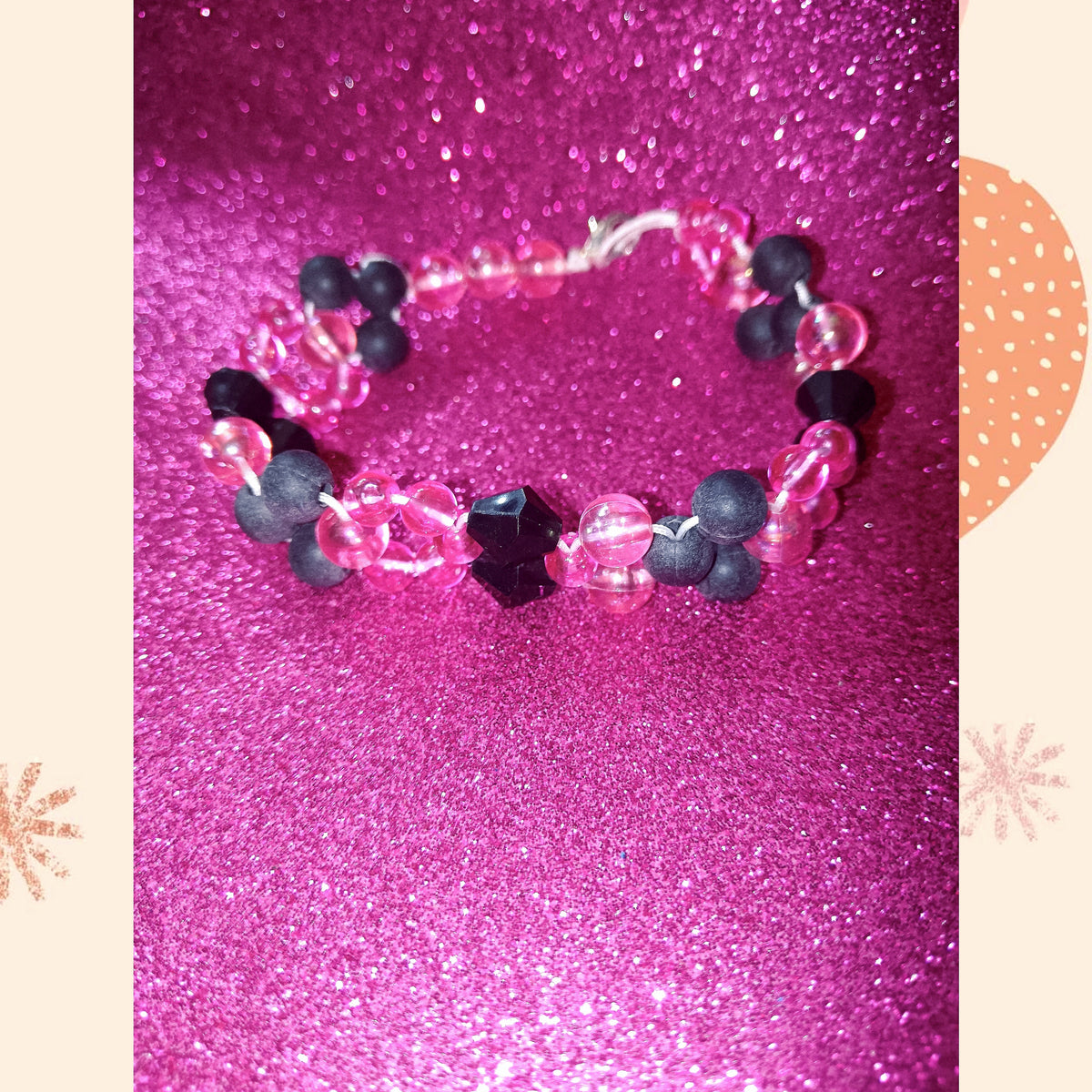 BRACELET Fantaisiste ARTISANALE | ROSE ET NOIR. Création Unique