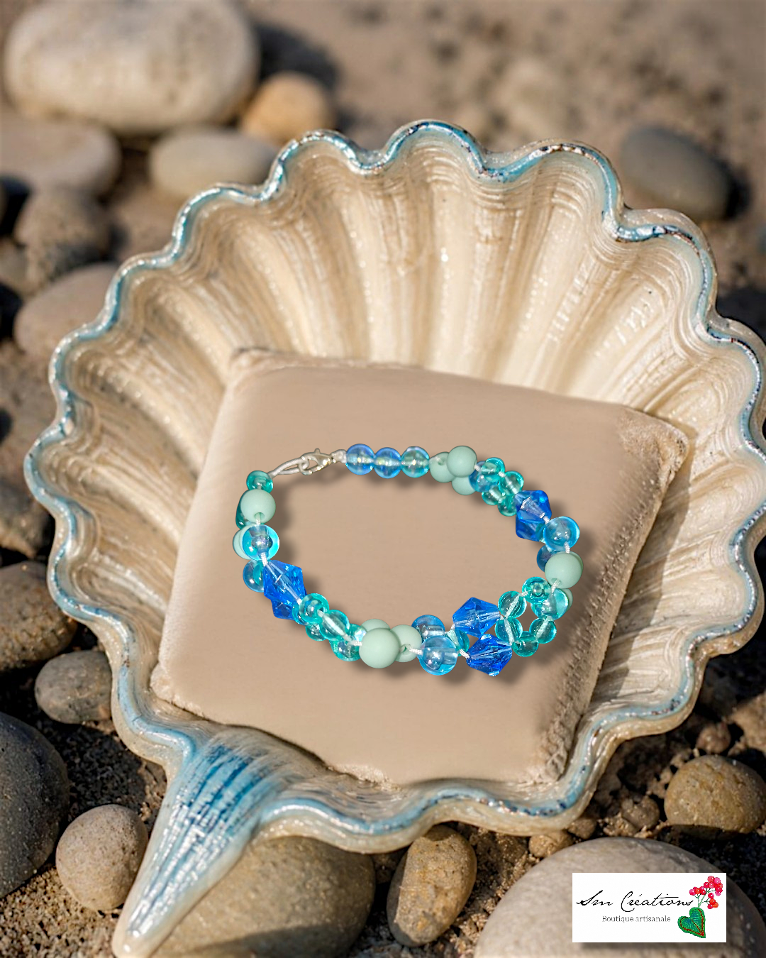 Bracelets artisanales Coloris Cian des mers - Bohème Chic