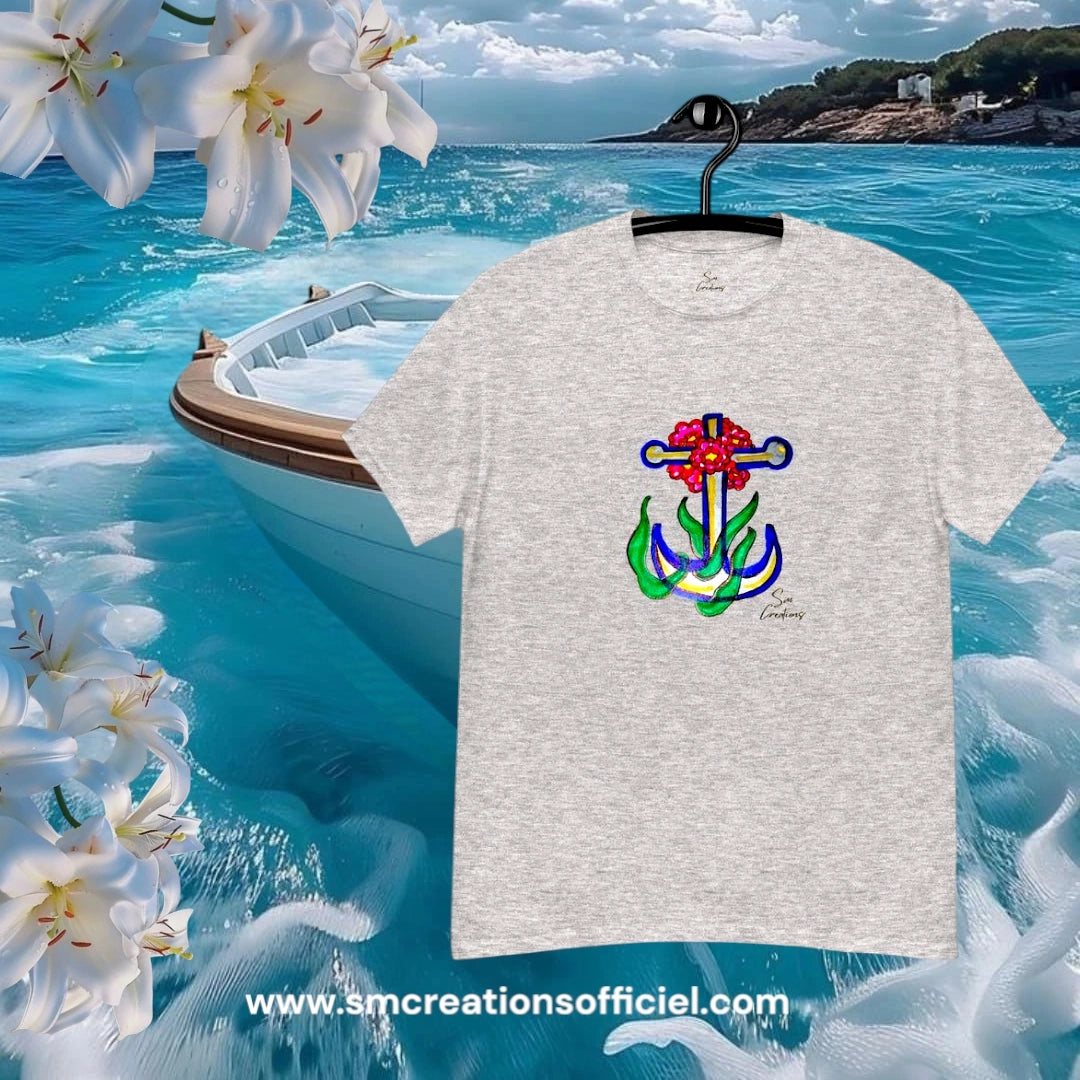 T-shirt Classic Unisexe en coton - Motif Design "Ancre fleuri" Edition 2025