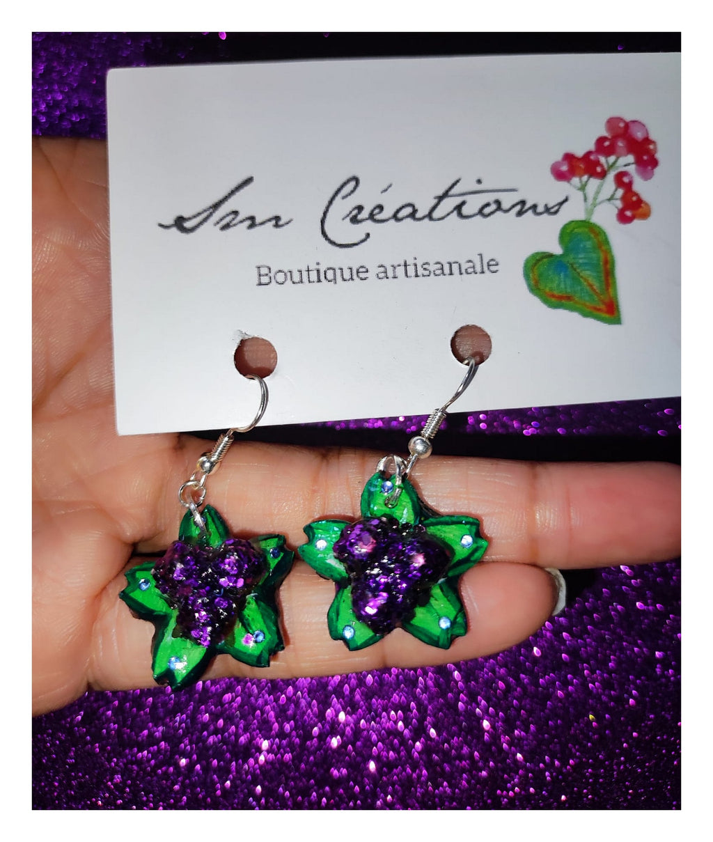 Boucle d'oreille Arte| Fleurs en violet Sequin| 95% Naturel