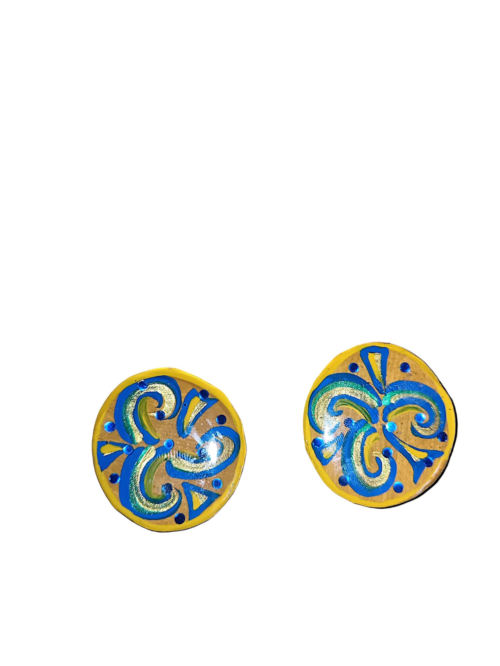 Boucle d'oreille artistique |''Boutons rosaces'' Color Pop| 95% Naturel Fais Main