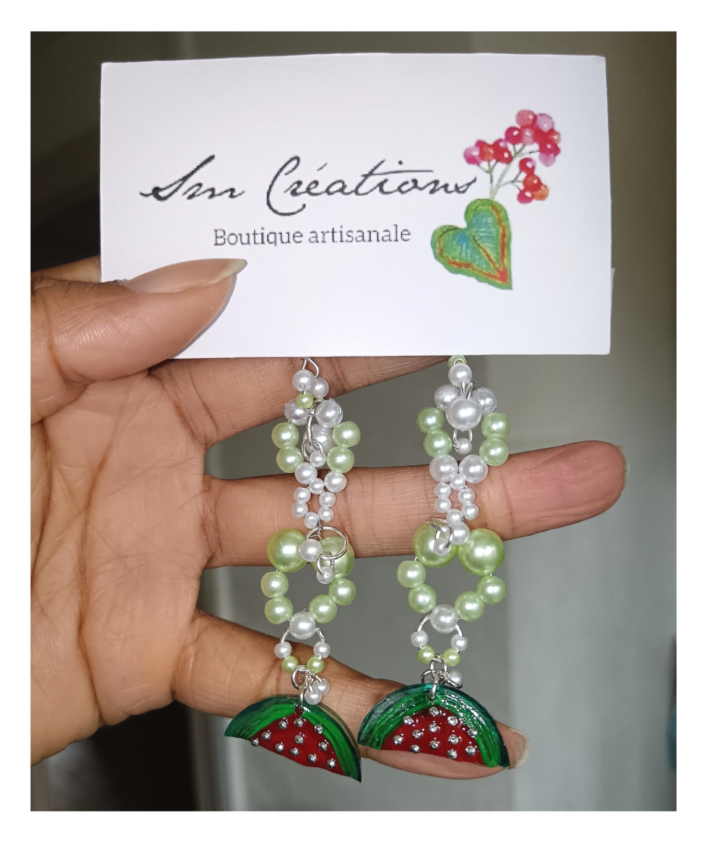 Boucle d'oreille artisanale ''Pastèque''Édition 2025