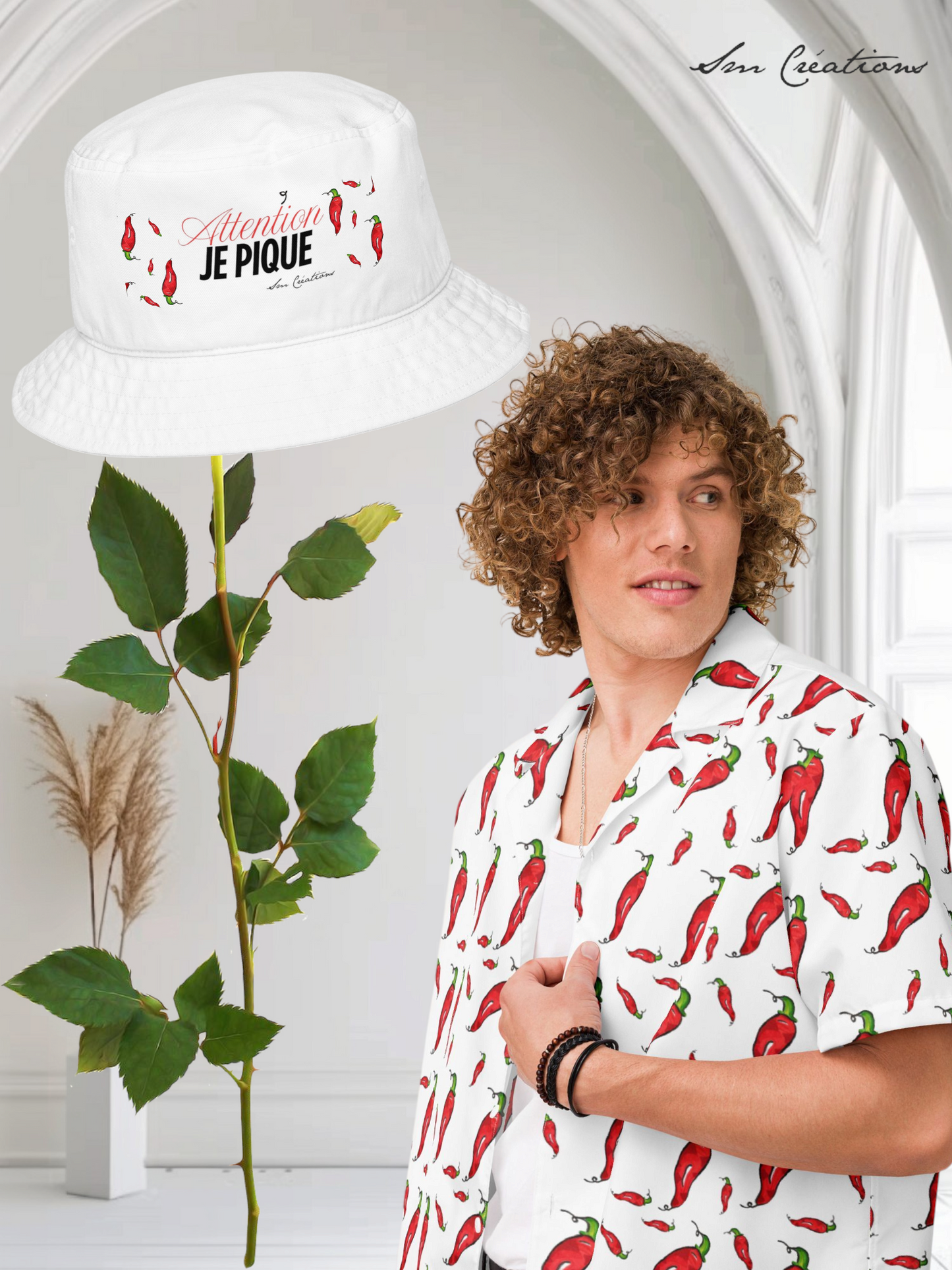 Chemise tendance à boutons unisexe ''Piment'' Printemps Été 2025