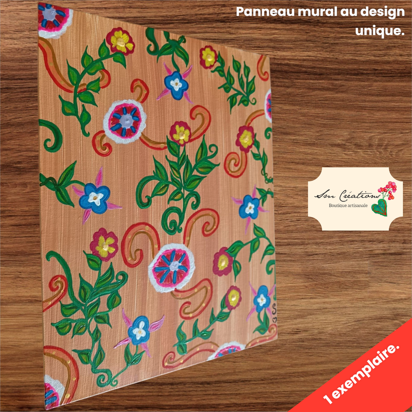 Tableau floral original - Acrylique/3D Paint sur toile - Fait main, signé - Exemplaire unique