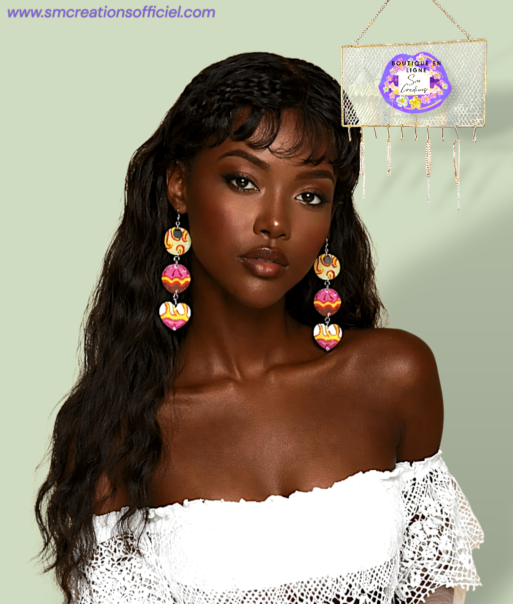 Boucle d'oreille artistique |''Mignardizz'' Color Pop| 95% Naturel Fais Main