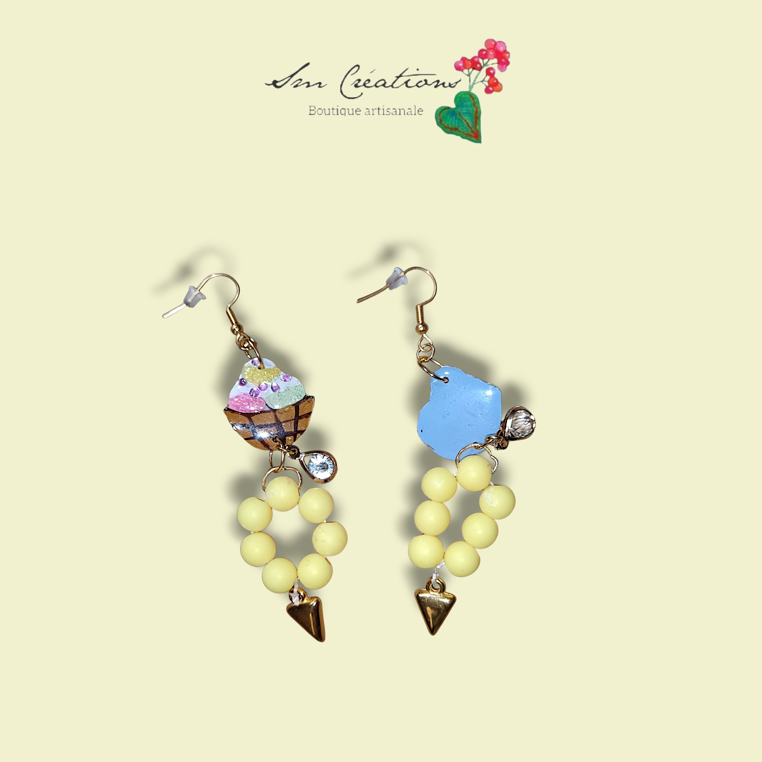 Boucle d'oreille artistique |''Panier de douceurs ''| 95% Naturel Fais Main - Arte chic