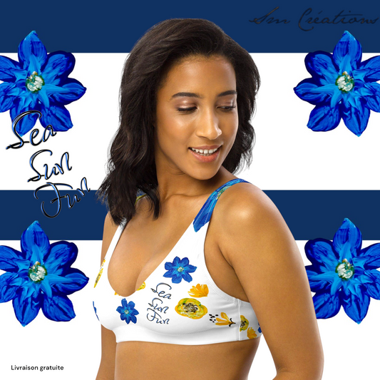 Haut de maillot de bain éco-responsable rembourré ''Fleurs d'été'' Sea Sun Fun Summer 2025