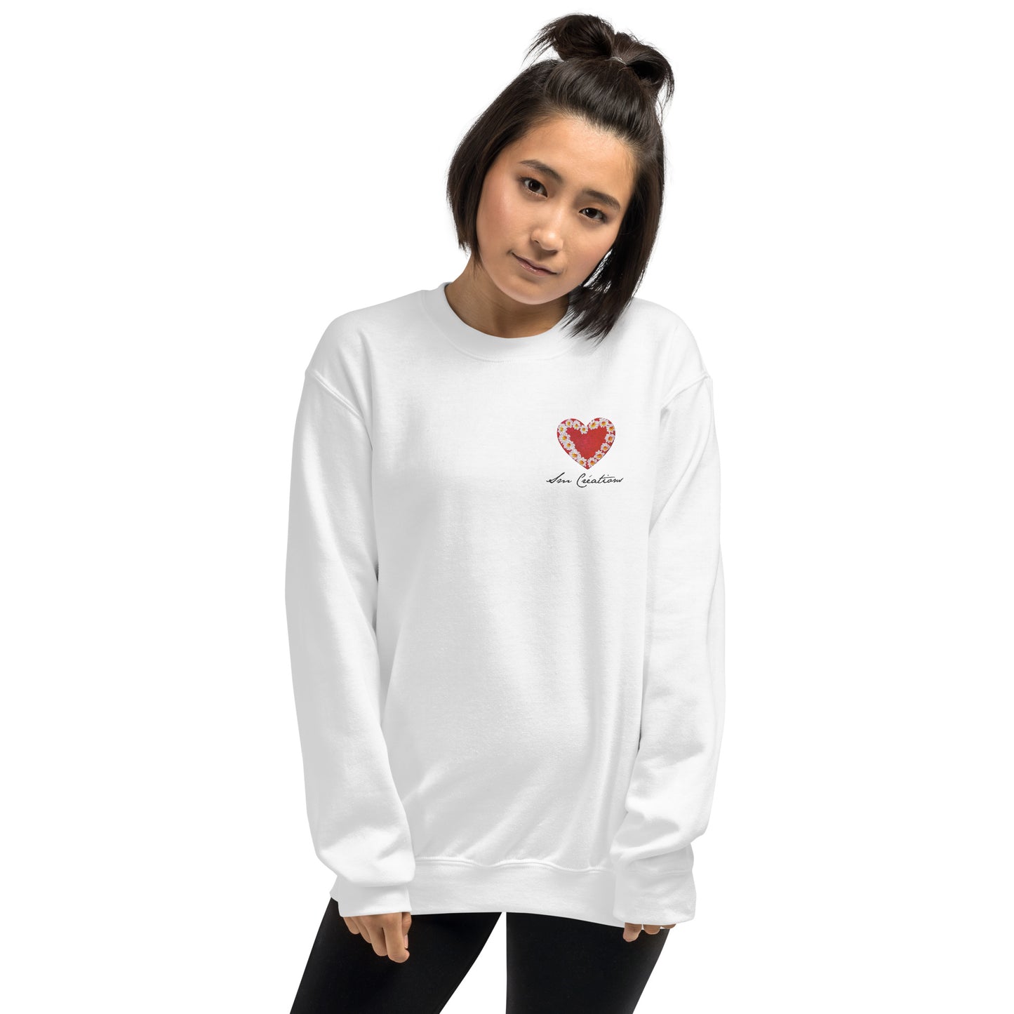 Sweat Unisexe à Col Rond ''Coeur Marguerite " type Classical / Spring Summer 2025