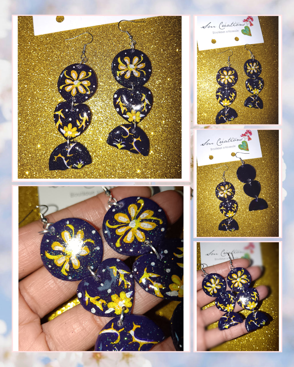 Boucle d'oreille artistique |''𝖫𝗎𝗇ardizz'' Color Pop| 95% Naturel Fais Main