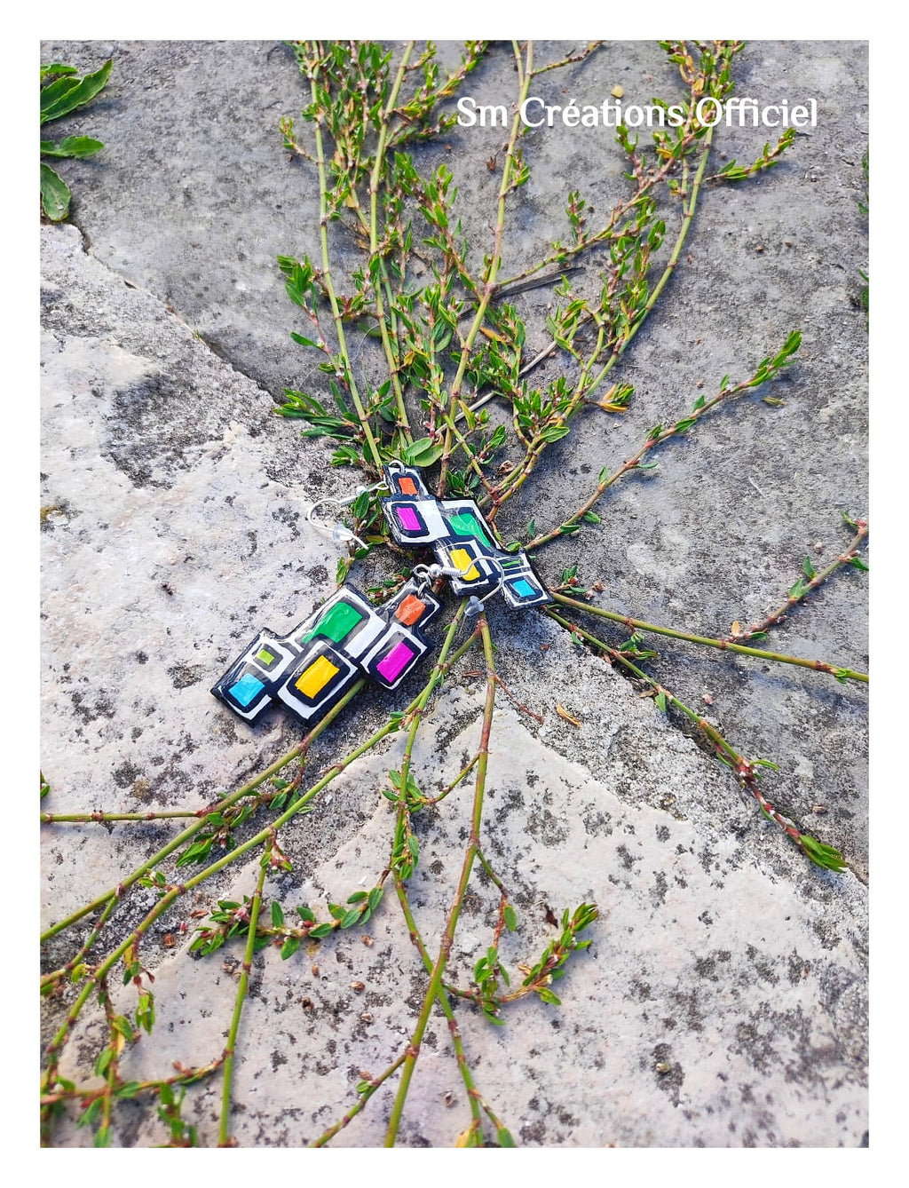 Boucle d'oreille artisanale Arte| ''L'algo rythme?" 95% Naturel