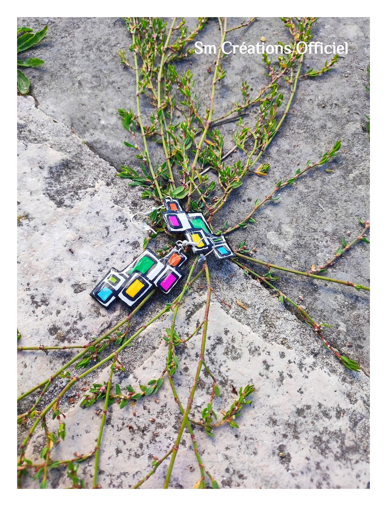 Boucle d'oreille artisanale Arte| ''L'algo rythme?" 95% Naturel