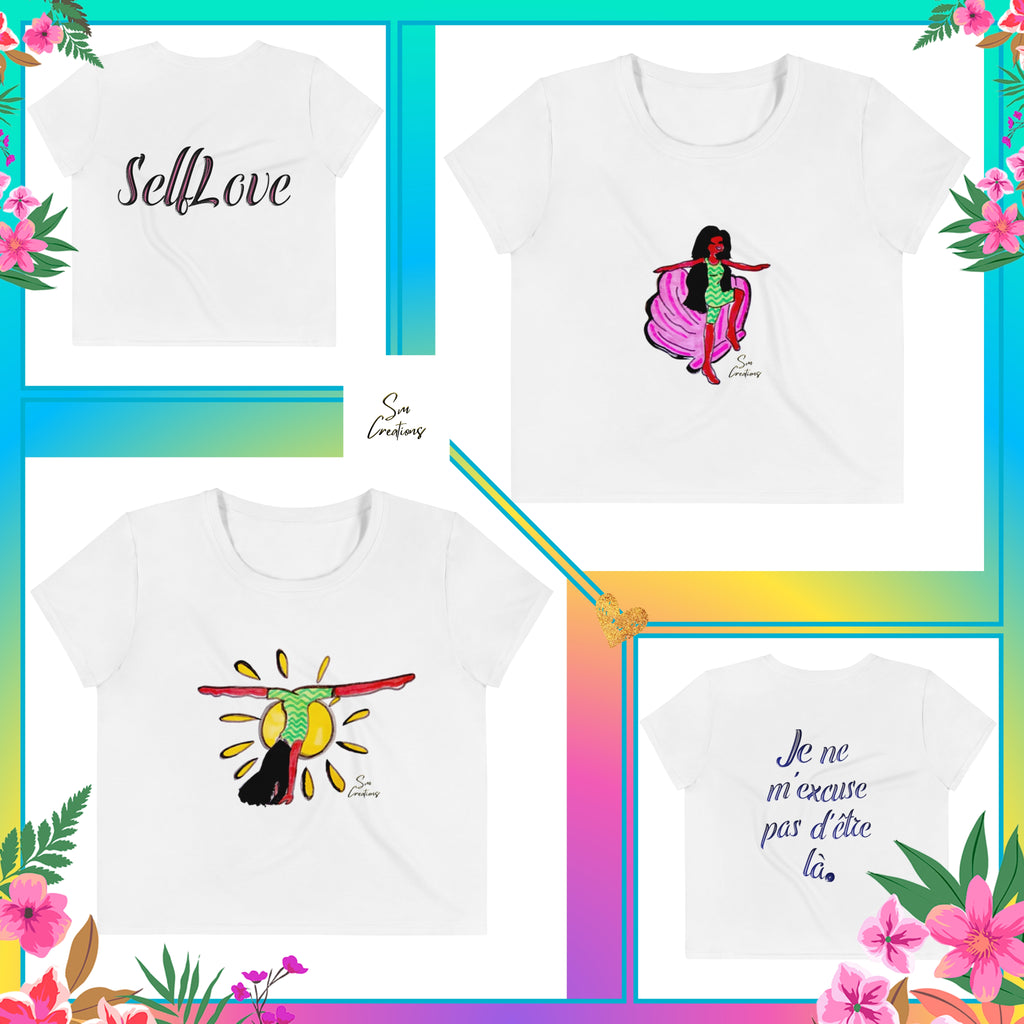 T-shirt Crop-Top imprimé tendance message ''Je ne m'excuse pas'' E25