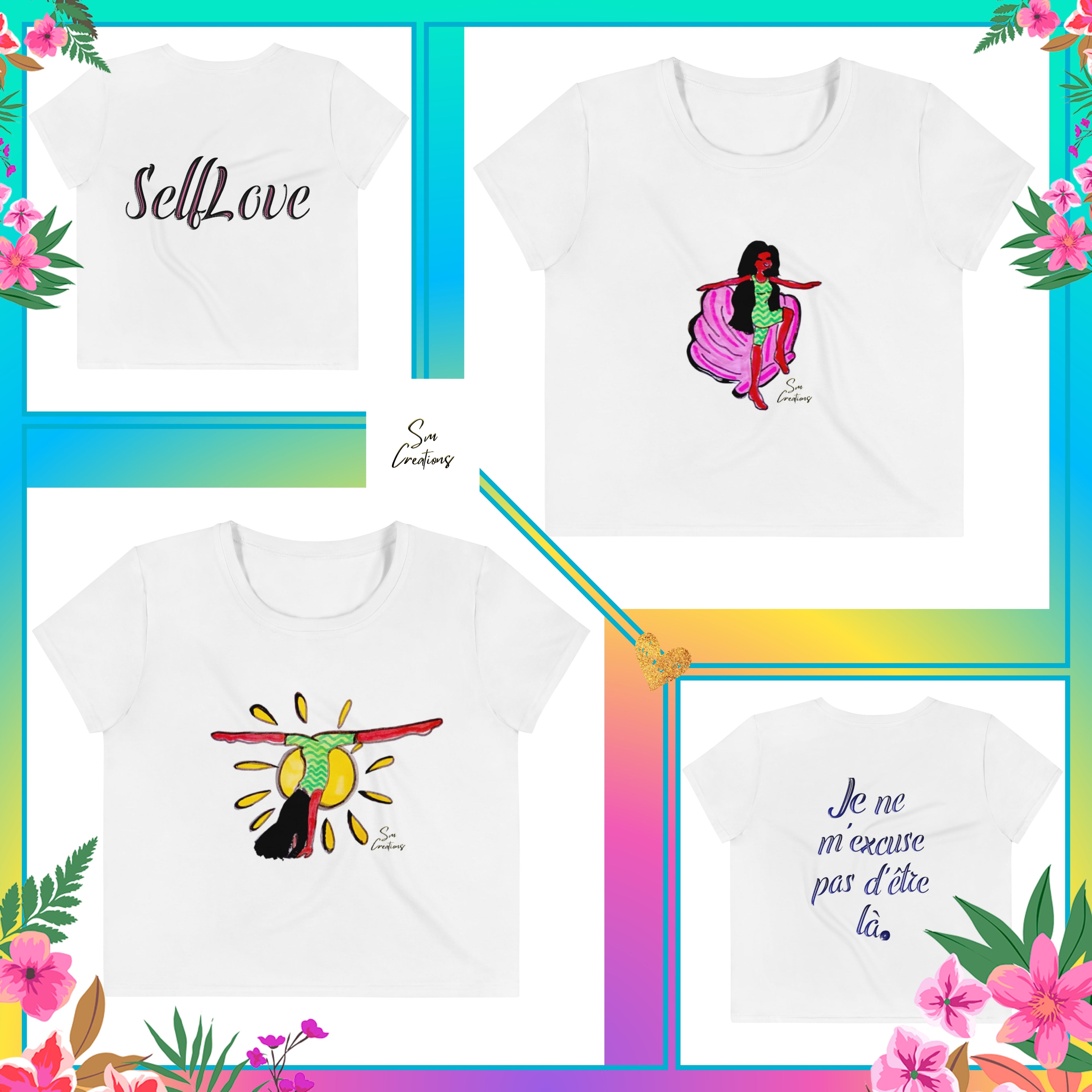 T-shirt Crop-Top imprimé tendance message ''Je ne m'excuse pas'' E25