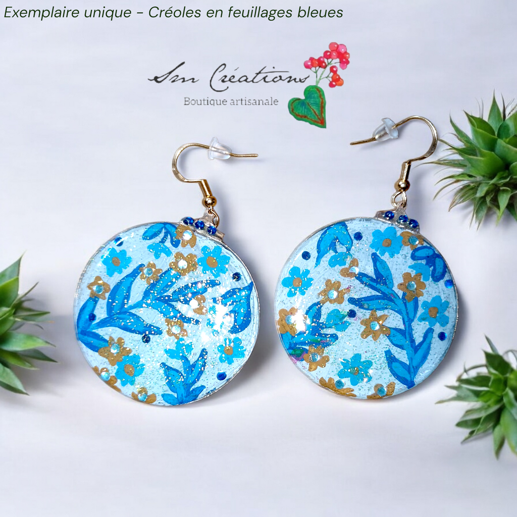 Boucle d'oreille artistique |Collection Créoles ColorBlock| Peintes à la main | QTE 01
