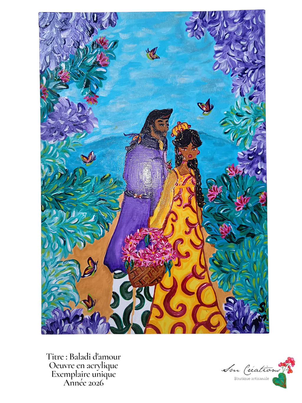 Tableau d'ambiance Art Lover ''Baladi d'amour'' Exemplaire unique signé avec certificat d'authenticité/ Année 2026