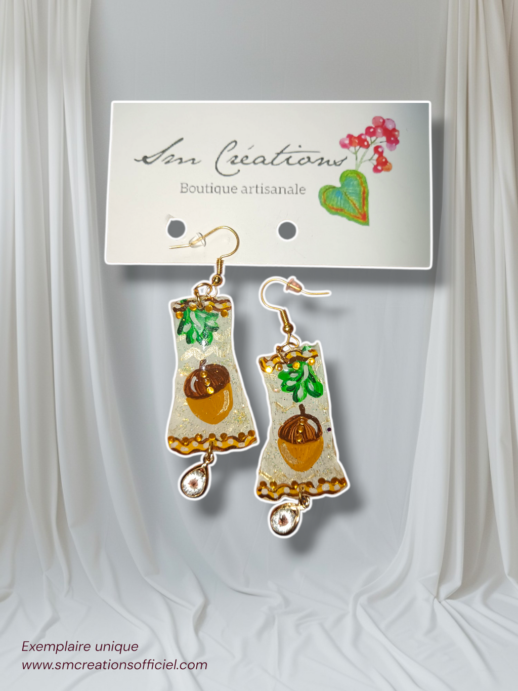 Boucle d'oreille artistique | 95% Naturel Fais Main