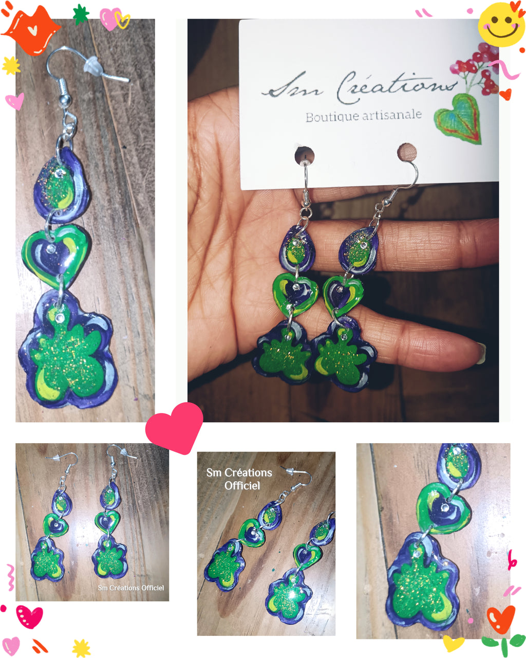 Boucle d'oreille artistique | 95% Naturel/ Fais main