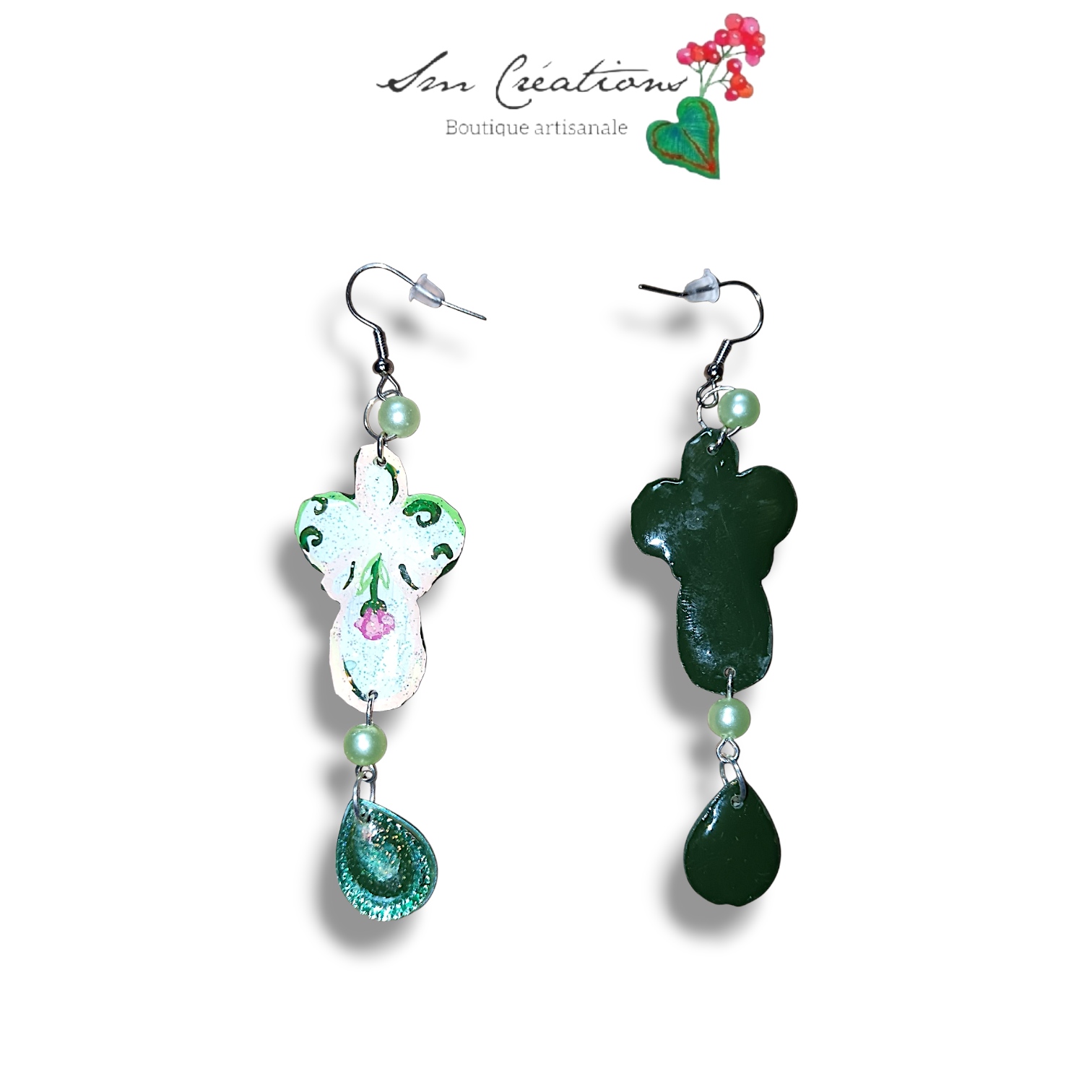 Boucle d'oreille artistique |''Pendantes florales''| 95% Naturel Fais Main - Arte chic