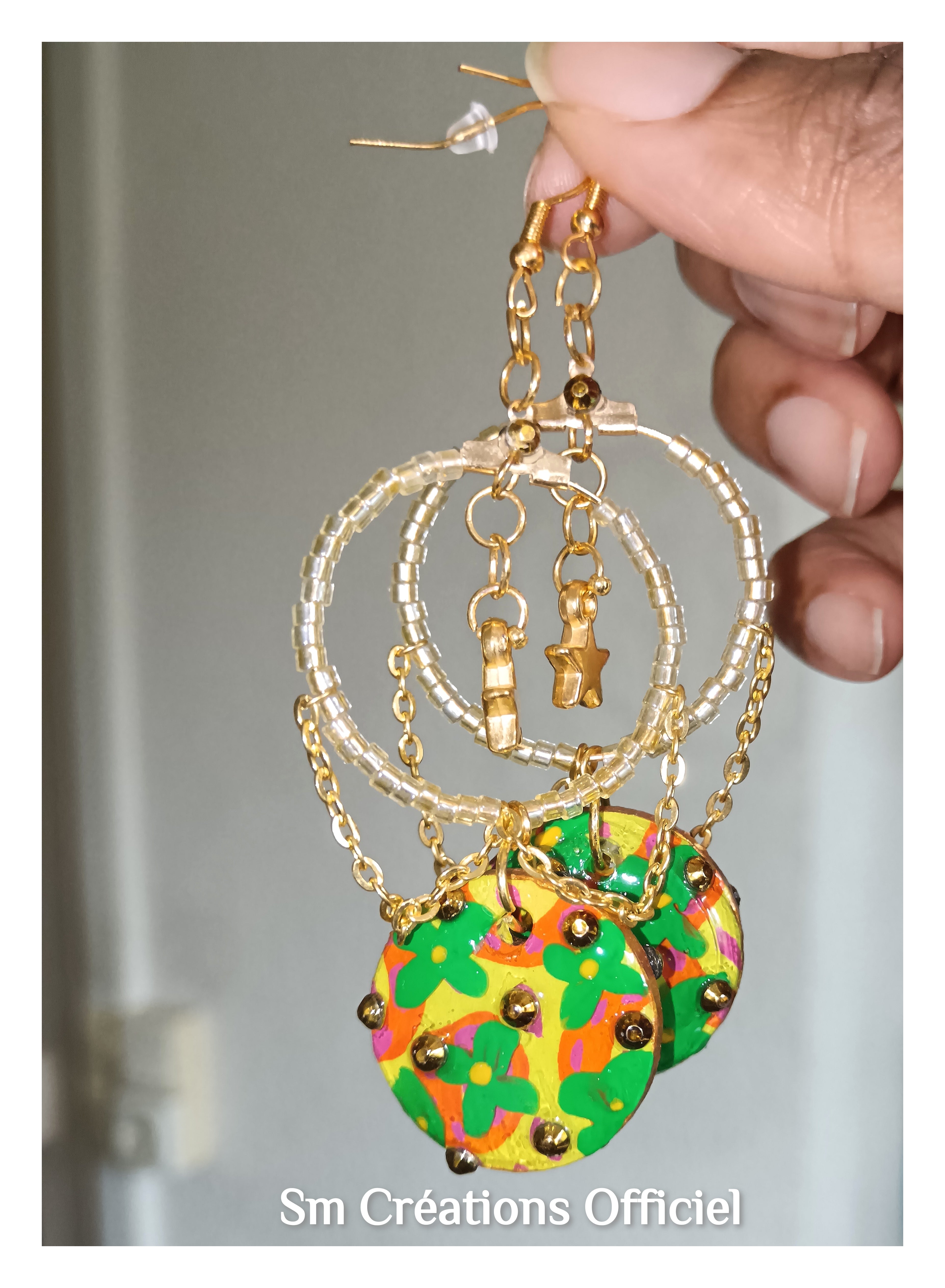 Boucle d'oreille artisanale ''Patricia'' Handmade with paint E25