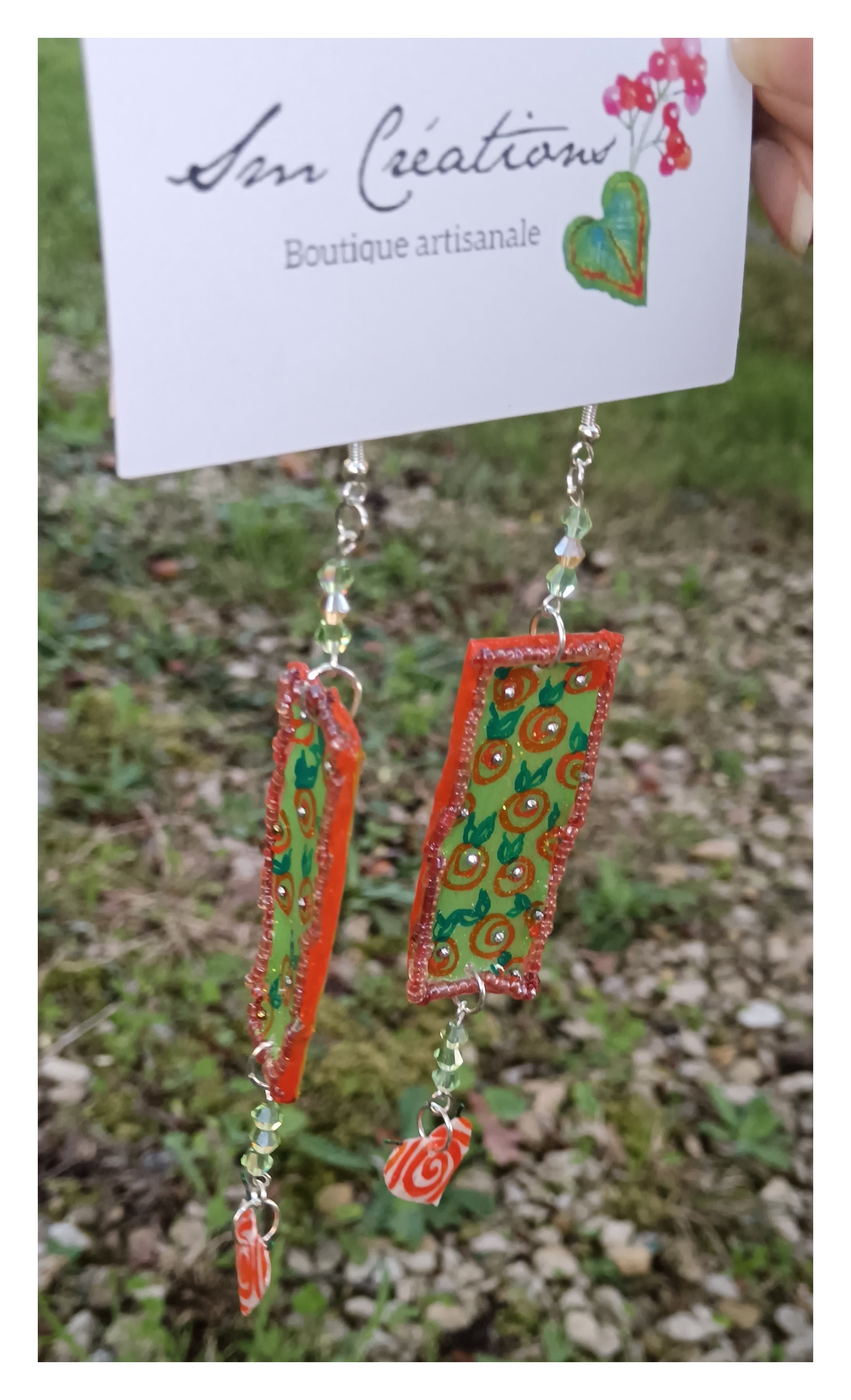 Boucle d'oreille Arte| ''Orange Springle'' 95% Naturelle