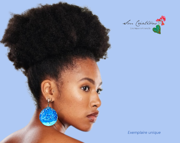 Boucle d'oreille artistique |''Collection Créoles Sapineuses''| 95% Naturel Fais Main | Handmade with paint signé