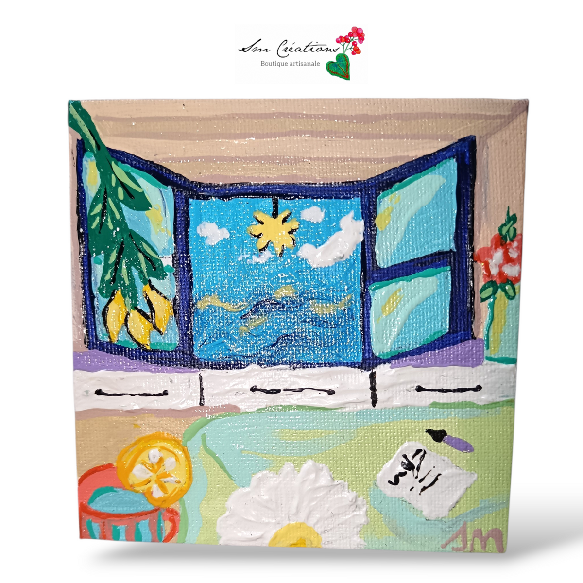 Aimant décoratif |Mini toile aimanté ''La petite cabine'' Art déco