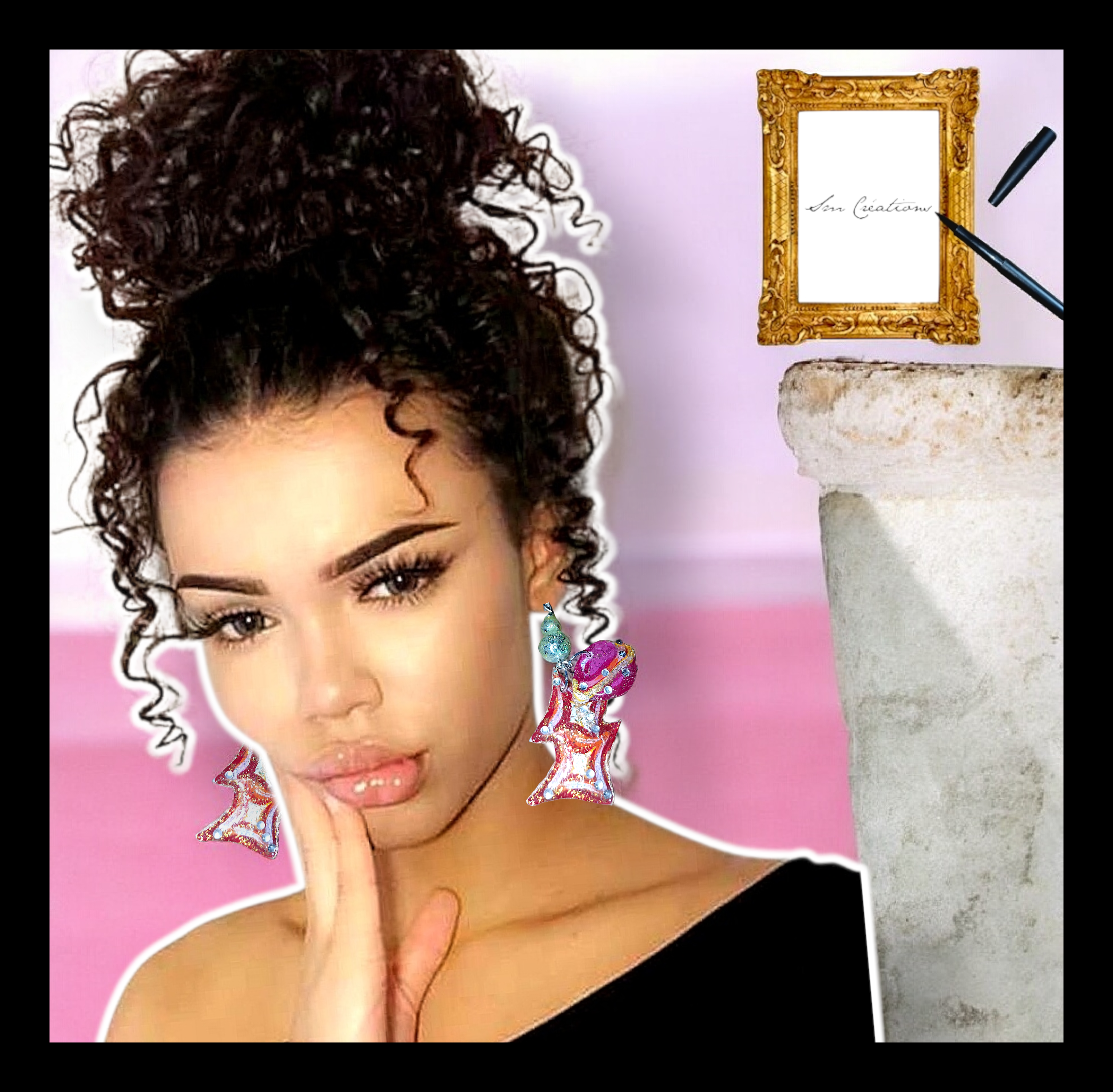 Boucle d'oreille artistique |''Saturné'' Color Pop| 95% Naturel Fais Main
