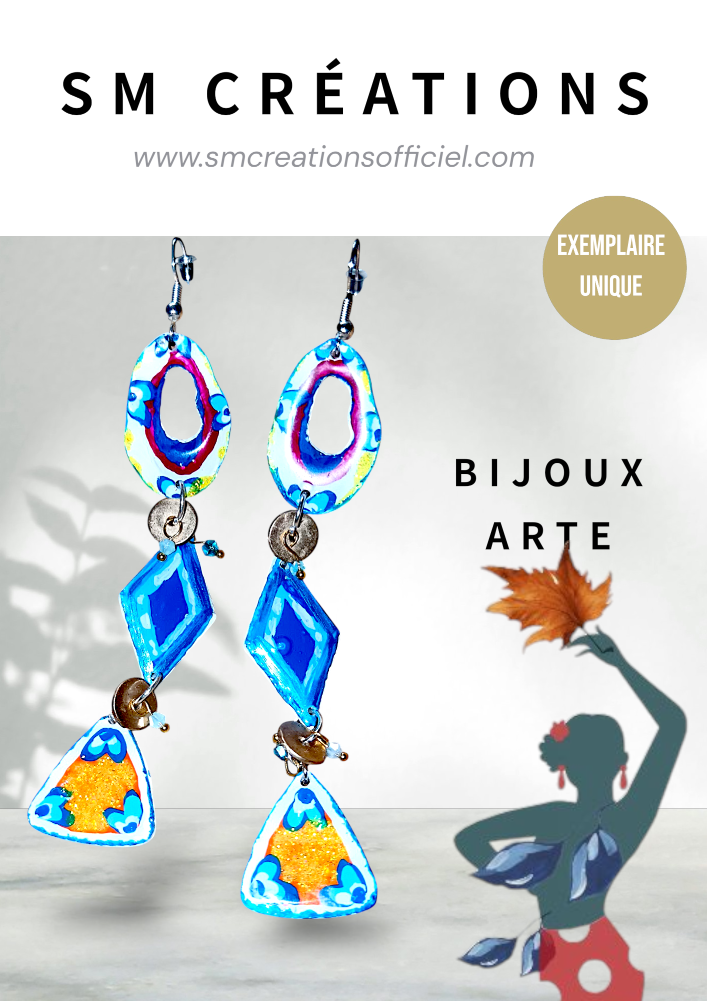 Boucle d'oreille artisanale ''Car l'âge '' Exemplaire unique Edition 2025
