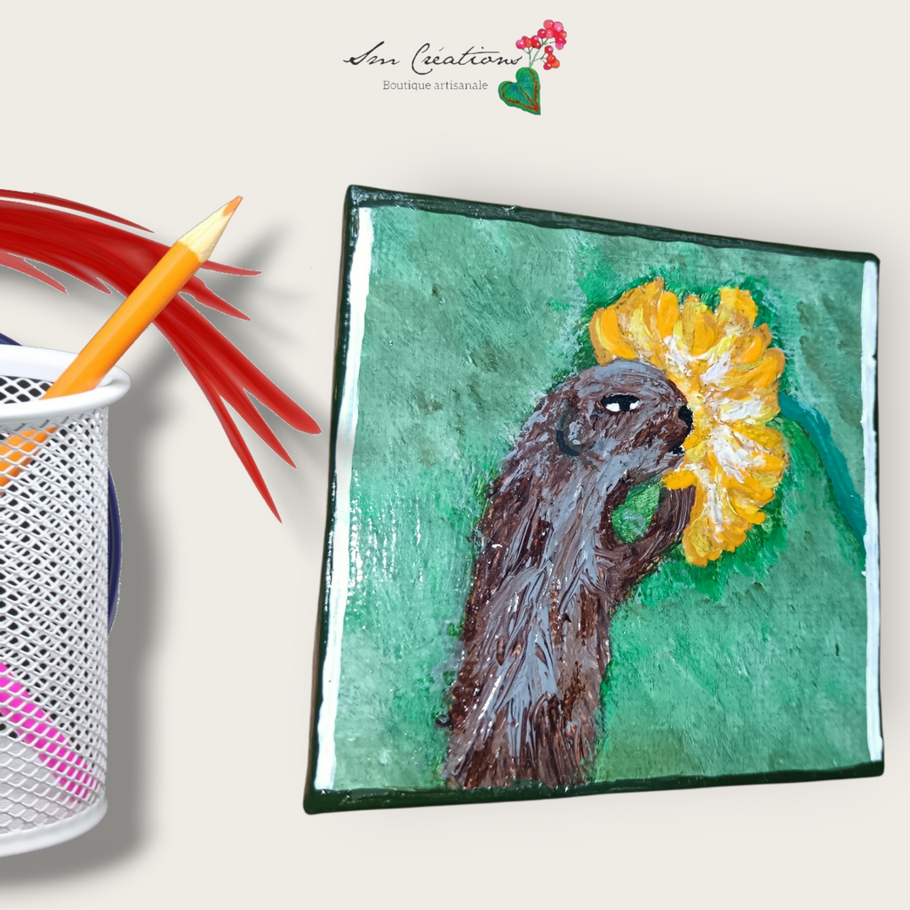 Peinture décoratif joviale ''Elle sent bon''| Signé Sm