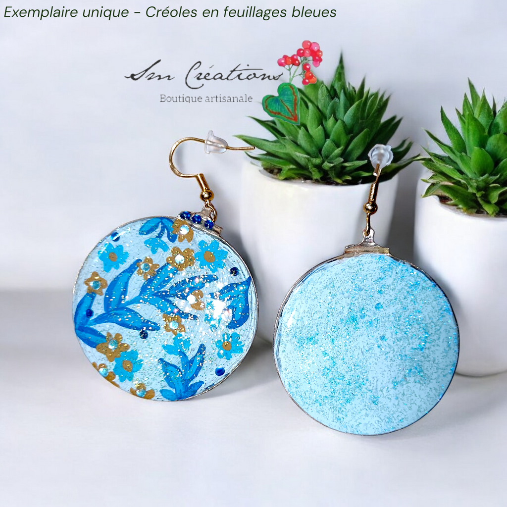 Boucle d'oreille artistique |Collection Créoles ColorBlock| Peintes à la main | QTE 01