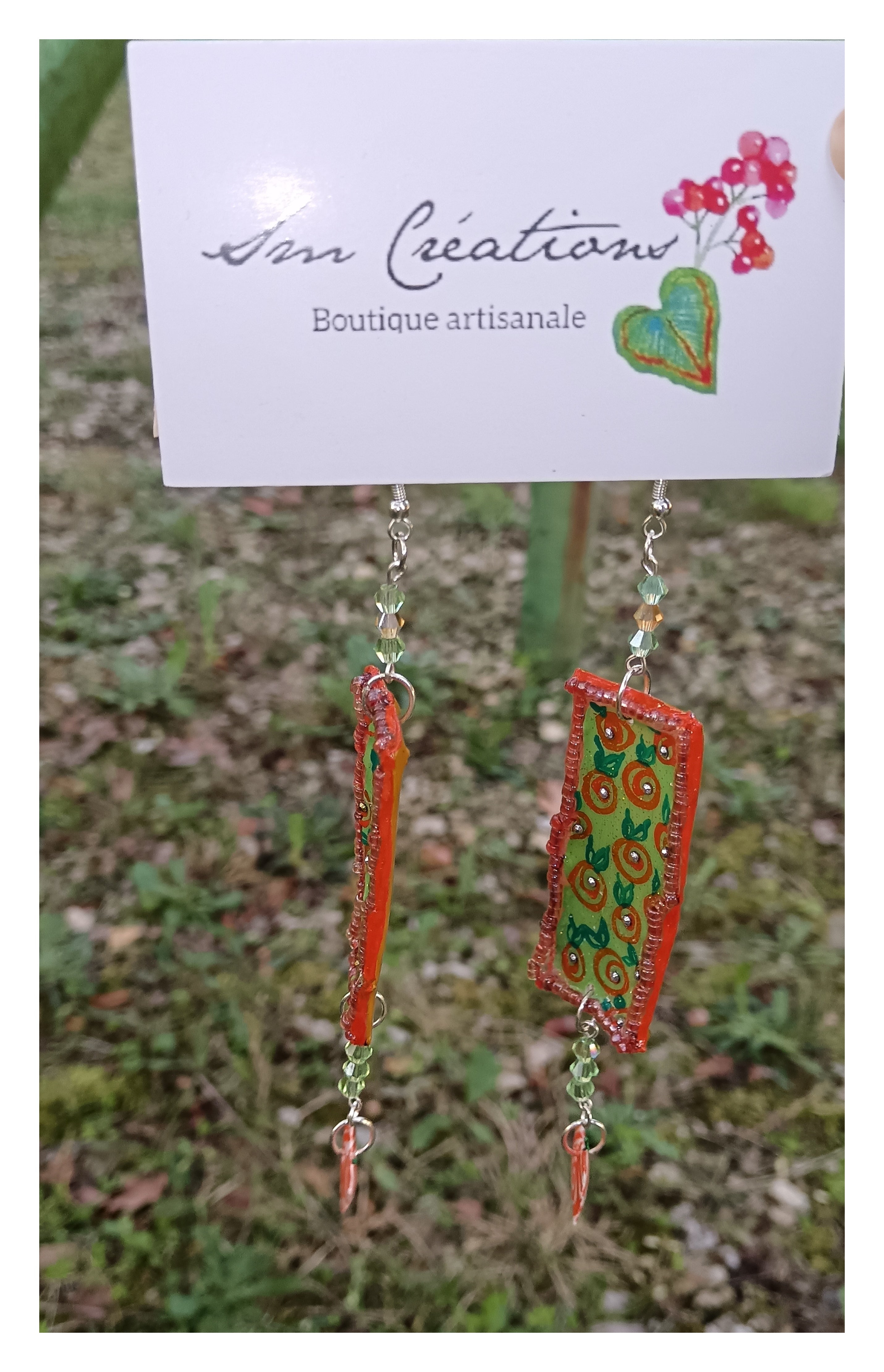 Boucle d'oreille Arte| ''Orange Springle'' 95% Naturelle